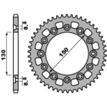 Corona PBR acero C45 estándar 4308 - 520 - motoscamaralweb.com