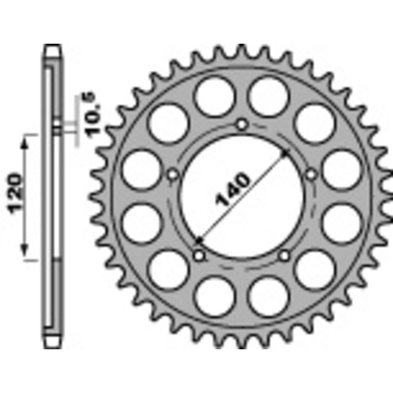 Corona PBR acero C45 estándar 4409 - 530 - motoscamaralweb.com Corona PBR acero C45 estándar 4409 - 530 - motoscamaralweb.com