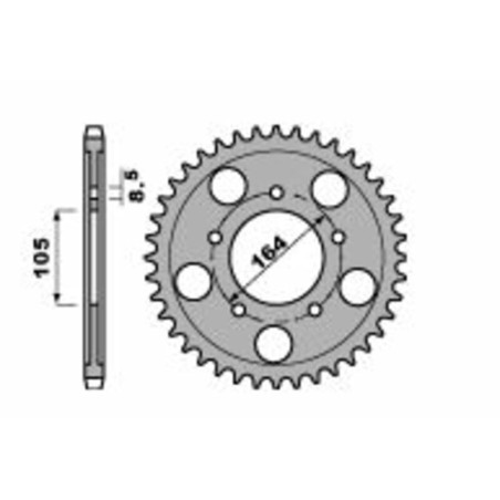 Corona PBR acero C45 estándar 4557 - 525 - motoscamaralweb.com
