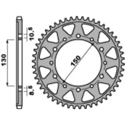 Corona PBR acero C45 estándar 860 - 530 - motoscamaralweb.com