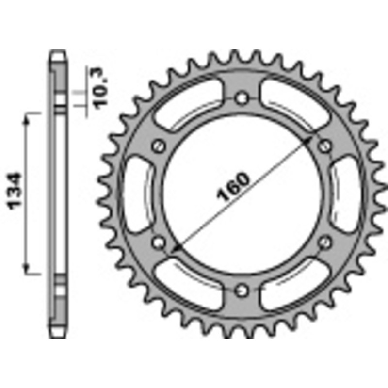 Corona PBR acero C45 estándar 4405 - 525 - motoscamaralweb.com Corona PBR acero C45 estándar 4405 - 525 - motoscamaralweb.com