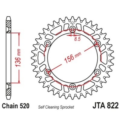 Corona JT Aluminio negro JT 822 con 48 dientes - motoscamaralweb.com