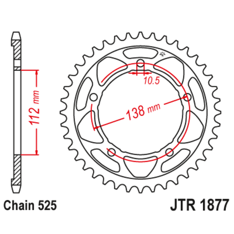 Corona JT SPROCKETS acero estándar 1877 - Paso 525 - motoscamaralweb.com Corona JT SPROCKETS acero estándar 1877 - Paso 525 - motoscamaralweb.com
