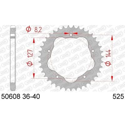 Corona AFAM acero estándar 50608K - Paso 525 - Requiere portacoronas AFAM - motoscamaralweb.com