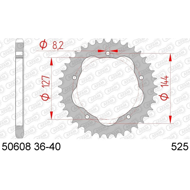Corona AFAM acero estándar 50608K - Paso 525 - Requiere portacoronas AFAM - motoscamaralweb.com Corona AFAM acero estándar 50608K - Paso 525 - Requiere portacoronas AFAM - motoscamaralweb.com