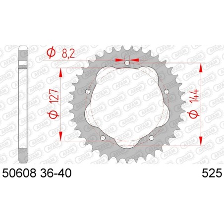 Corona AFAM acero estándar 50608K - Paso 525 - Requiere portacoronas AFAM - motoscamaralweb.com