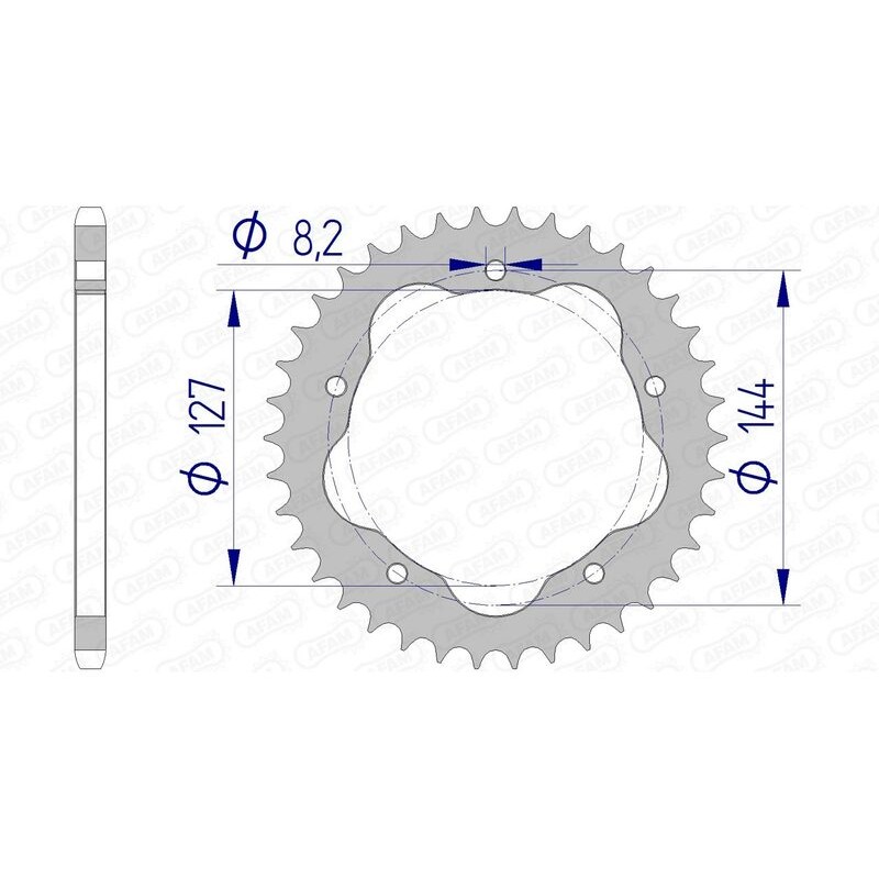 Corona AFAM aluminio 51607 - Paso 520 - Requiere portacoronas AFAM - motoscamaralweb.com Corona AFAM aluminio 51607 - Paso 520 - Requiere portacoronas AFAM - motoscamaralweb.com
