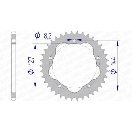 Corona AFAM aluminio 51607 - Paso 520 - Requiere portacoronas AFAM - motoscamaralweb.com