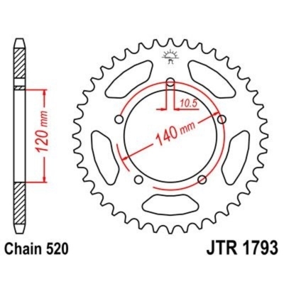 Corona JT 1793 de acero con 42 dientes - motoscamaralweb.com