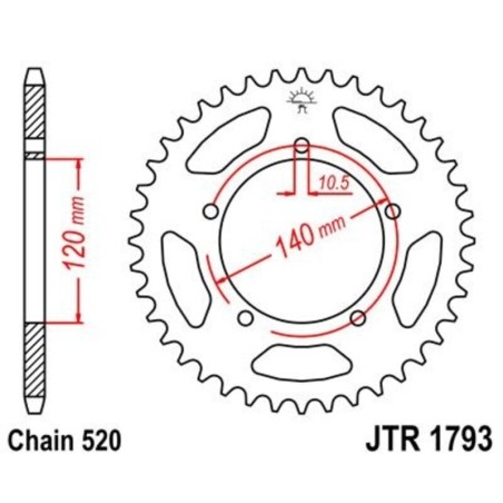 Corona JT 1793 de acero con 42 dientes - motoscamaralweb.com