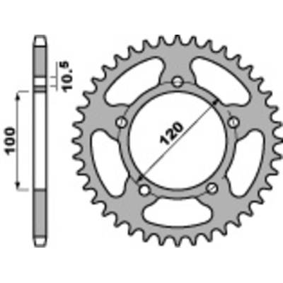 Corona PBR acero C45 estándar 4363 - 525 - motoscamaralweb.com