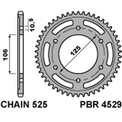 Corona PBR acero C45 estándar 4529 - 525 - motoscamaralweb.com