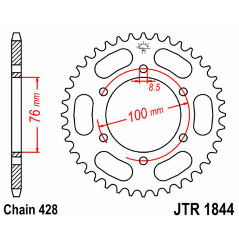 Corona JT SPROCKETS acero estándar 1844 - Paso 428 - motoscamaralweb.com Corona JT SPROCKETS acero estándar 1844 - Paso 428 - motoscamaralweb.com