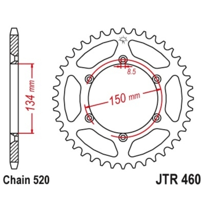 Corona JT 460 de acero con 49 dientes paso 520 autolimpiable - motoscamaralweb.com