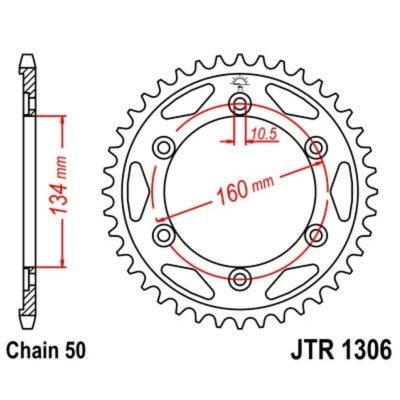 Corona JT 1306 de acero con 41 dientes - motoscamaralweb.com