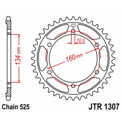Corona JT SPROCKETS acero estándar 1307 - Paso 525 - motoscamaralweb.com