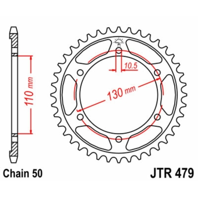 Corona JT SPROCKETS acero estándar 479 - Paso 530 - motoscamaralweb.com
