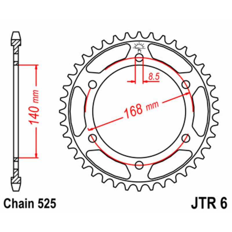 Corona JT SPROCKETS acero estándar 6 - Paso 525 - motoscamaralweb.com Corona JT SPROCKETS acero estándar 6 - Paso 525 - motoscamaralweb.com