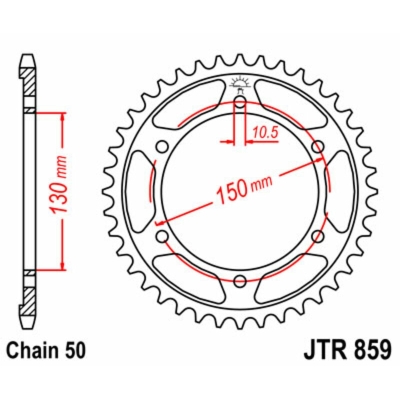 Corona JT SPROCKETS acero estándar 859 - Paso 530 - motoscamaralweb.com