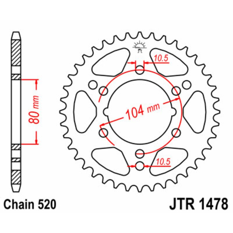 Corona JT SPROCKETS acero estándar 1478 - Paso 520 - motoscamaralweb.com Corona JT SPROCKETS acero estándar 1478 - Paso 520 - motoscamaralweb.com