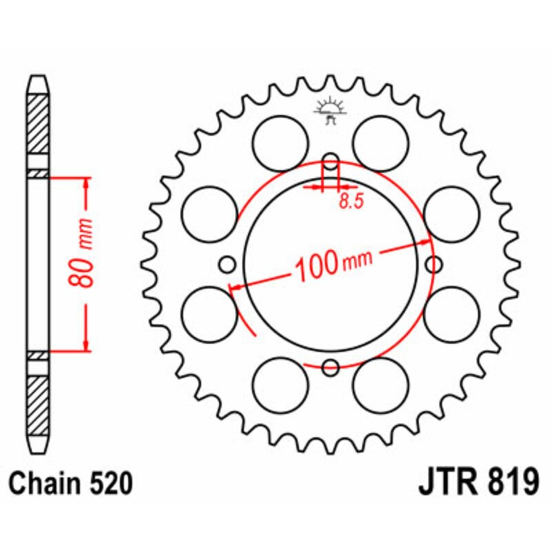 Corona JT 819 de acero con 39 dientes - motoscamaralweb.com Corona JT 819 de acero con 39 dientes - motoscamaralweb.com