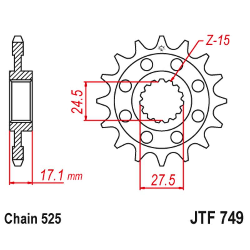 Piñón con goma anti-ruido JT SPROCKETS acero 749 - 525 - motoscamaralweb.com Piñón con goma anti-ruido JT SPROCKETS acero 749 - 525 - motoscamaralweb.com