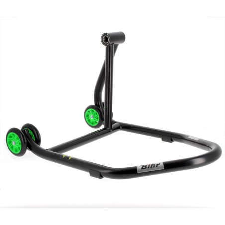Caballete monobrazo derecho BIHR Home Track color negro mate y ruedas verdes - motoscamaralweb.com