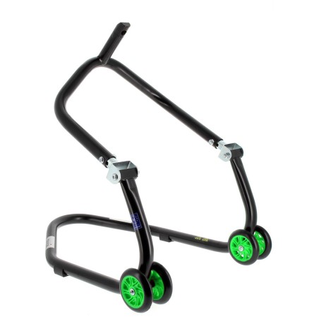 Caballete delantero al chasis BIHR Home Track color negro mate y ruedas verdes - motoscamaralweb.com