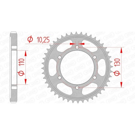 Corona AFAM acero estándar 12813 - Paso 530 - motoscamaralweb.com