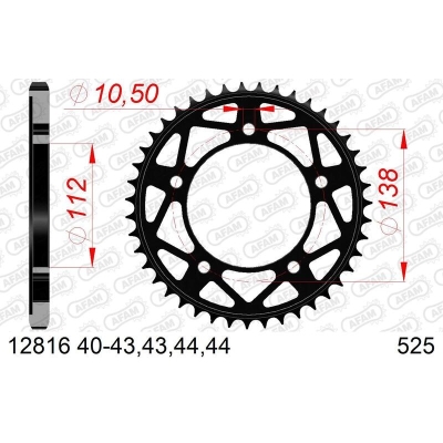 Corona AFAM acero estándar 12816 - 525 - motoscamaralweb.com