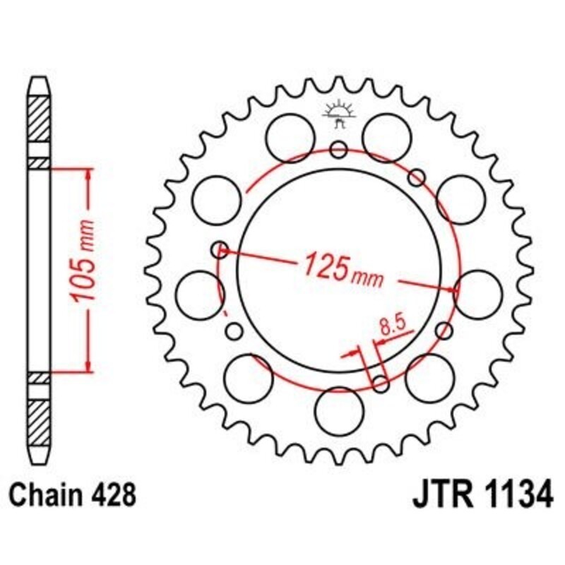 Corona JT 1134 de acero con 51 dientes - motoscamaralweb.com Corona JT 1134 de acero con 51 dientes - motoscamaralweb.com