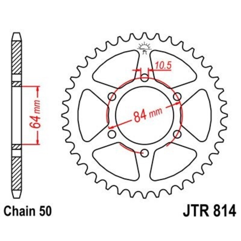 Corona JT 814 de acero con 43 dientes - motoscamaralweb.com Corona JT 814 de acero con 43 dientes - motoscamaralweb.com