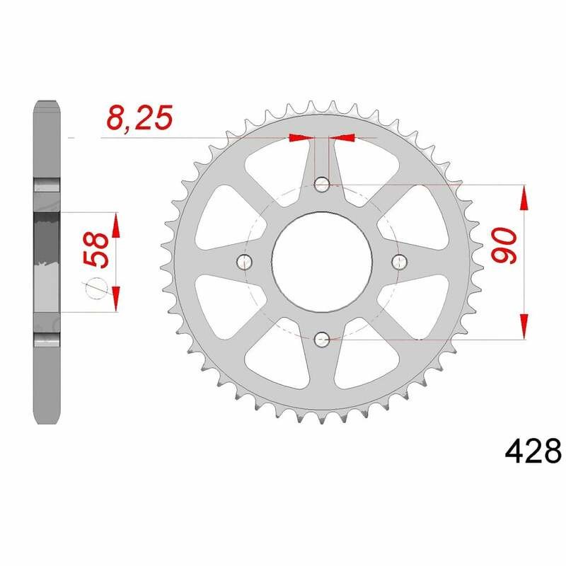 Corona AFAM acero estándar 14212 - Paso 428 - motoscamaralweb.com