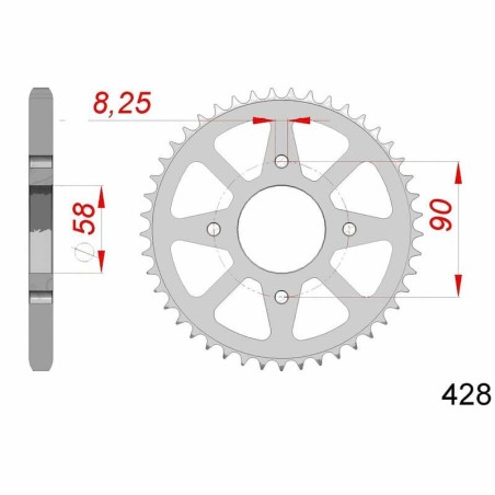 Corona AFAM acero estándar 14212 - Paso 428 - motoscamaralweb.com
