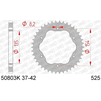 Corona AFAM acero estándar 50803K - Paso 525 - Requiere portacoronas AFAM - motoscamaralweb.com