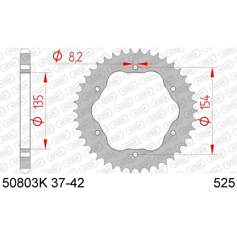 Corona AFAM acero estándar 50803K - Paso 525 - Requiere portacoronas AFAM - motoscamaralweb.com Corona AFAM acero estándar 50803K - Paso 525 - Requiere portacoronas AFAM - motoscamaralweb.com