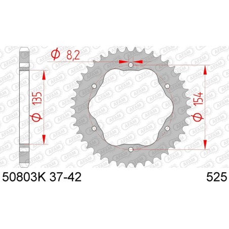 Corona AFAM acero estándar 50803K - Paso 525 - Requiere portacoronas AFAM - motoscamaralweb.com