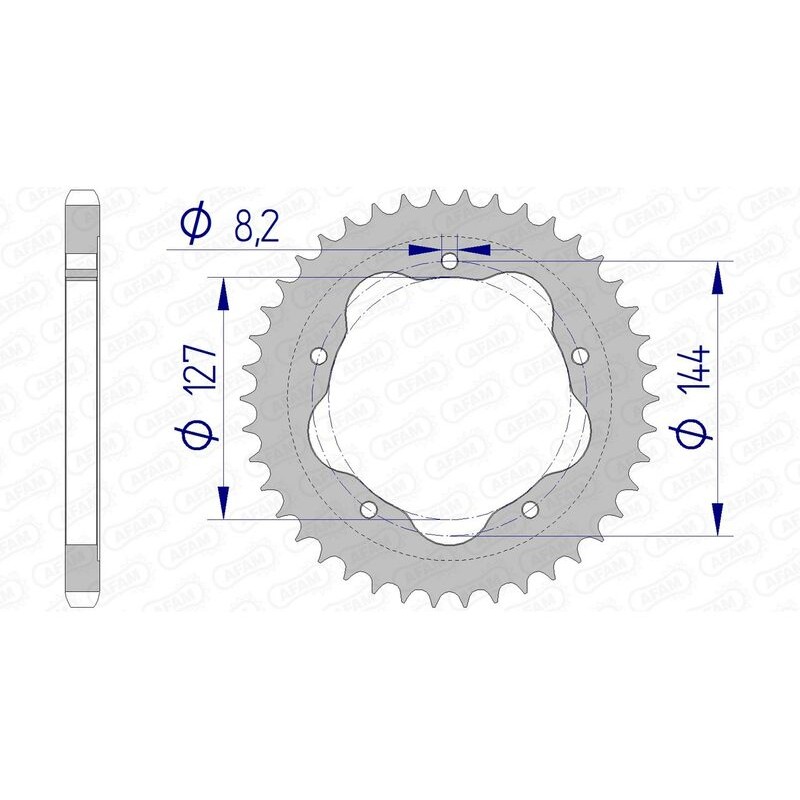 Corona AFAM aluminio 51608 - Paso 525 - Requiere portacoronas AFAM - motoscamaralweb.com Corona AFAM aluminio 51608 - Paso 525 - Requiere portacoronas AFAM - motoscamaralweb.com