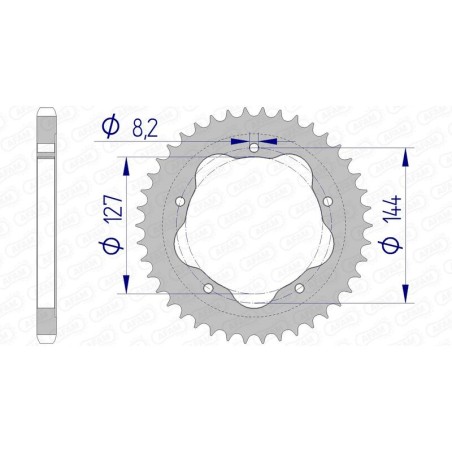 Corona AFAM aluminio 51608 - Paso 525 - Requiere portacoronas AFAM - motoscamaralweb.com