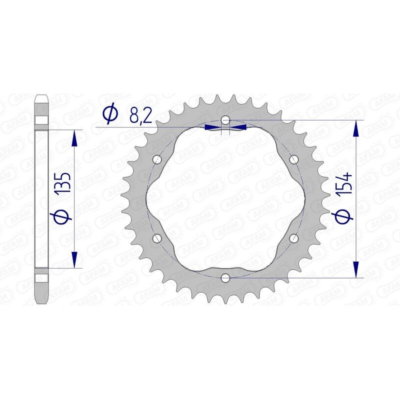 Corona AFAM aluminio 51804 - Paso 520 - Requiere portacoronas AFAM - motoscamaralweb.com Corona AFAM aluminio 51804 - Paso 520 - Requiere portacoronas AFAM - motoscamaralweb.com