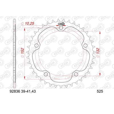 Corona AFAM acero estándar 92836 - Paso 525 - motoscamaralweb.com