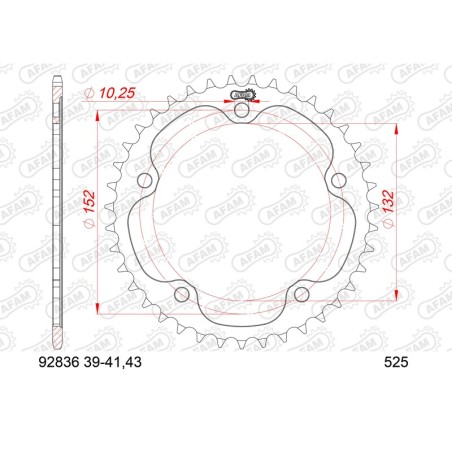 Corona AFAM acero estándar 92836 - Paso 525 - motoscamaralweb.com