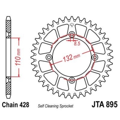 Corona JT 895 de aluminio con 48 dientes - motoscamaralweb.com