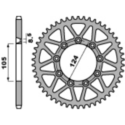 Corona PBR acero C45 estándar 3505 - 520 - motoscamaralweb.com