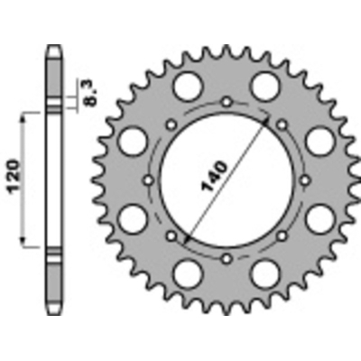 Corona PBR acero C45 estándar 491 - 520 - motoscamaralweb.com