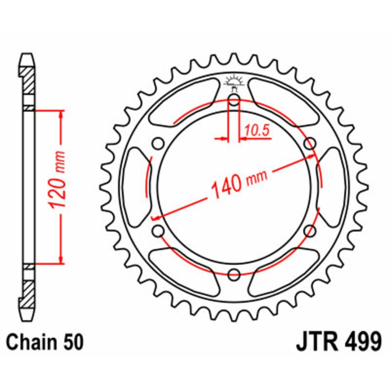 Corona JT 499 de acero con 42 dientes - motoscamaralweb.com Corona JT 499 de acero con 42 dientes - motoscamaralweb.com