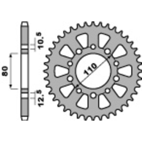 Corona PBR acero C45 estándar 334 - 530 - motoscamaralweb.com