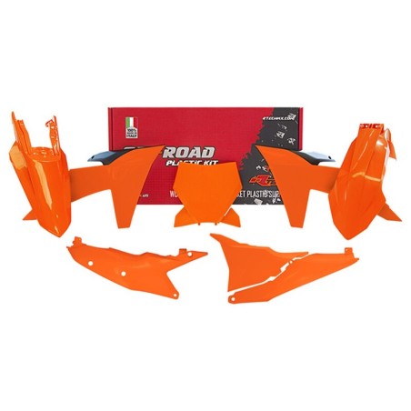 Kit de plástica RACETECH (6 piezas) - Naranja / Negro - motoscamaralweb.com