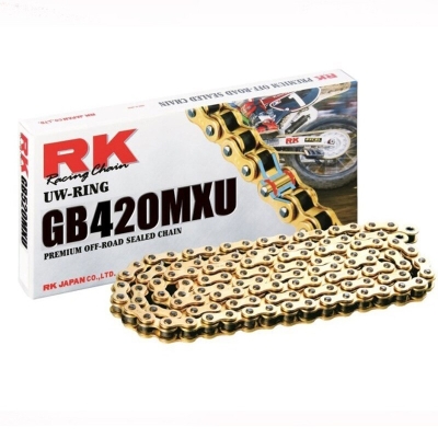 Cadena RK GB420MXU con 134 eslabones oro - motoscamaralweb.com