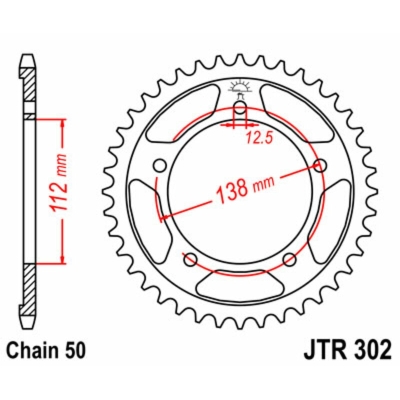 Corona JT SPROCKETS acero estándar 302 - Paso 530 - motoscamaralweb.com